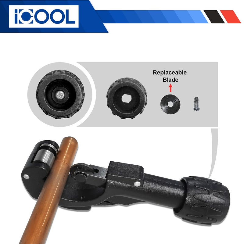 I COOL قاطع الأنابيب ICOOL 1/8 إلى 1-3/8 بوصة (3-35 مم) (سطح غير لامع) مع شفرة إضافية ومخرطة للنحاس، النحاس الأصفر، الألمنيوم، أنابيب الصلب اللين، PVC، أنبوب الفولاذ المقاوم للصدأ الرقيق - Image 3